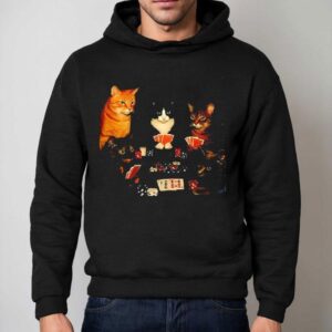 Retro Funny Cats Playing Poker Meme Graphic Hoodie