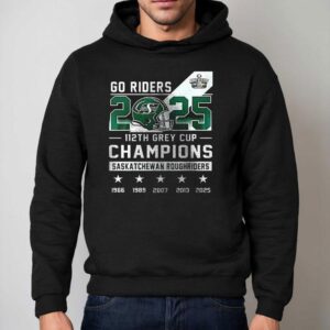 Saskatchewan Roughriders 112th Grey Cup 2025 Champions Name Roster Shirt 2 Saskatchewan Roughriders Th Grey Cup Champions Name Roster Hoodie