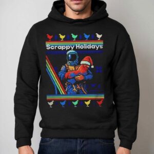 Scrappy Holidays Ugly Merry Christmas Astronaut And Rooster Hoodie