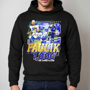 St. Justin Faulk 1000 Nhl Games Played 72 Signature Shirt 2 St Justin Faulk Nhl Games Played Signature Hoodie