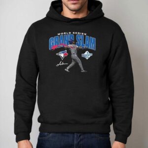 Toronto Blue Jays Addison Barger World Series Grand Slam Pose Signature Shirt 2 Toronto Blue Jays Addison Barger World Series Grand Slam Pose Signature Hoodie