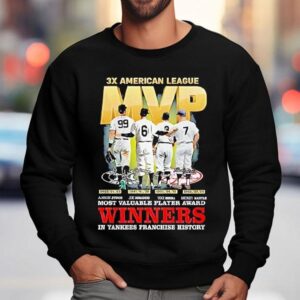 Aaron Judge Joe Dimaggio Yogi Berra Mickey Mantle New York Yankees 3x American League Winner Shirt 3 Aaron Judge Joe Dimaggio Yogi Berra Mickey Mantle New York Yankees X American League Winner Sweatshirt