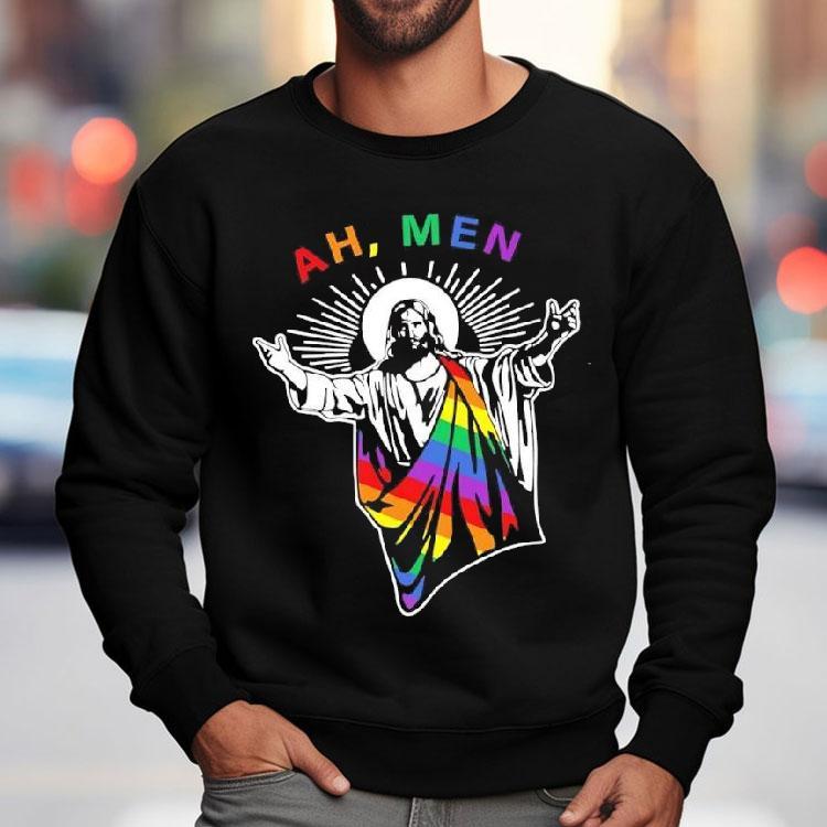 Ah Men Rainbow Christian Lgbt Pride Gay Jesus Shirt Ah Men Rainbow Christian Lgbt Pride Gay Jesus Shirt