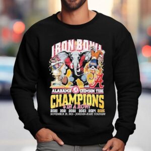 Alabama Crimson Win Auburn Tigers Tide In A Row Iron Bowl Champions Masco Sweatshirt