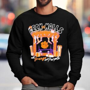 Clemson Tigers Deck The Halls With Orange And Purple Christmas Sweatshirt