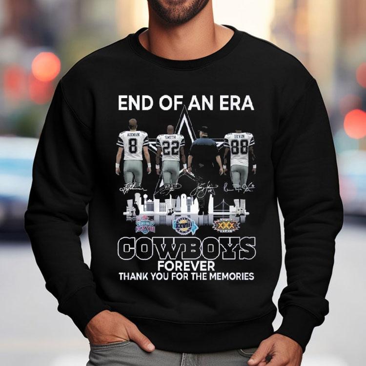 Dallas Cowboys End Of An Era 2025 With Aikman Smith Irvin Signatures Skyline Shirt Dallas Cowboys End Of An Era 2025 With Aikman Smith Irvin Signatures Skyline Shirt
