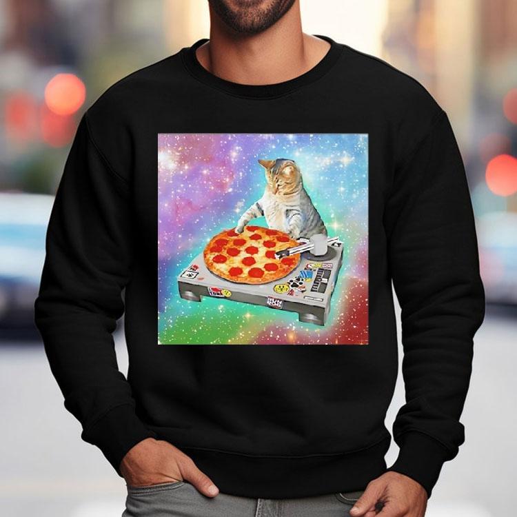 Dj Cat Pizza Galaxy Background Meme Shirt Dj Cat Pizza Galaxy Background Meme Shirt