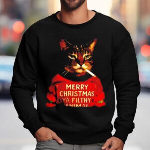 Funny Merry Christmas Ya Filthy Smoking Cat Shirt 3 Funny Merry Christmas Ya Filthy Smoking Ca Sweatshirt