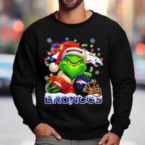 Grinch And Denver Broncos Christmas Theme Helmet Shirt 3 Grinch And Denver Broncos Christmas Theme Helme Sweatshirt