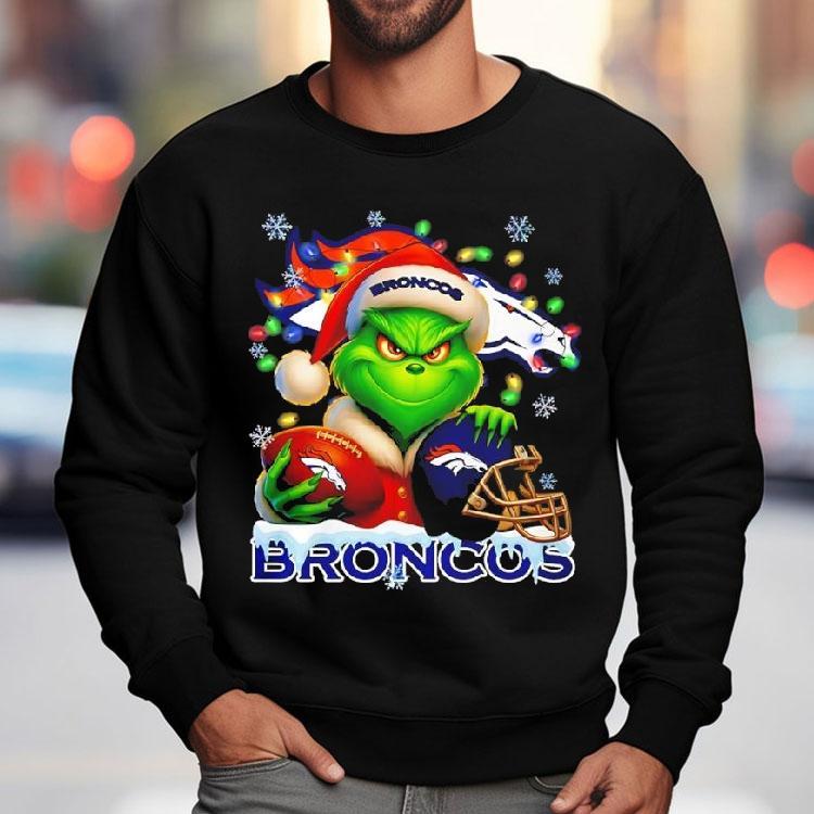 Grinch And Denver Broncos Christmas Theme Helmet Shirt Grinch And Denver Broncos Christmas Theme Helmet Shirt