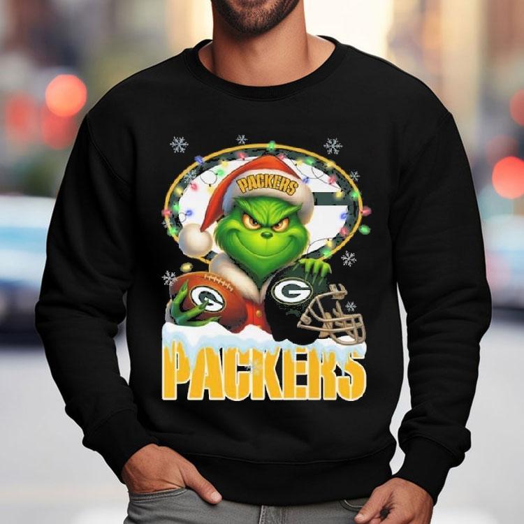 Grinch X Green Bay Packers Ball And Helmet Merry Christmas Shirt Grinch X Green Bay Packers Ball And Helmet Merry Christmas Shirt