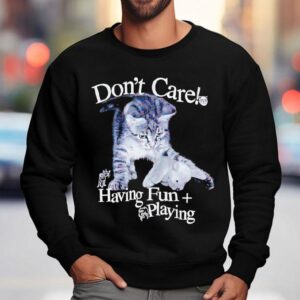 Henry Johnson Cat Dog Don T Carel Having Fun Playing Sweatshirt