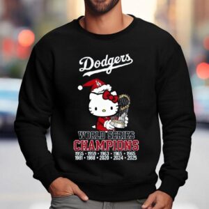 Kitty Santa X Los Angeles Dodgers World Series Champions Trophy Sweatshirt