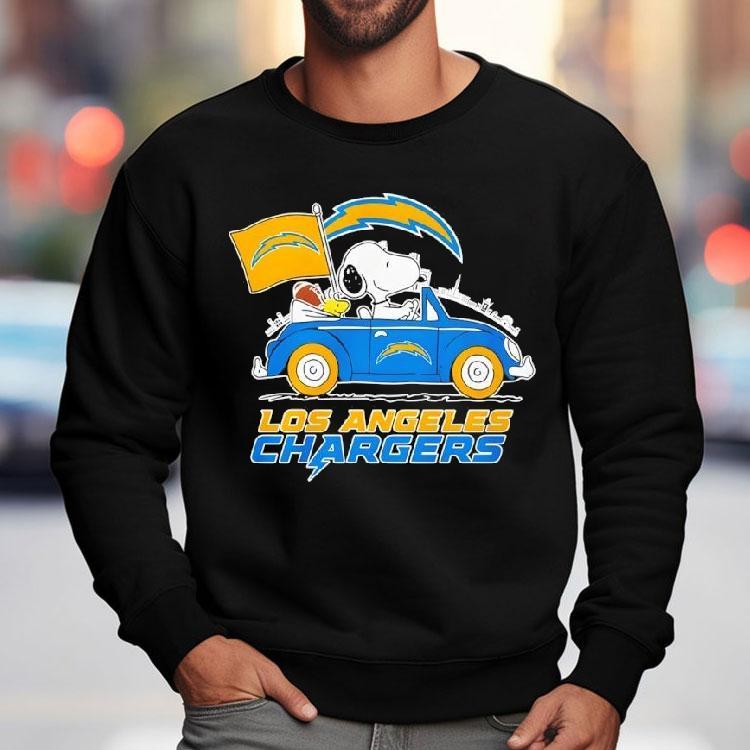 Los Angeles Chargers X Snoopy And Woodstock Drive Car Shirt Los Angeles Chargers X Snoopy And Woodstock Drive Car Shirt