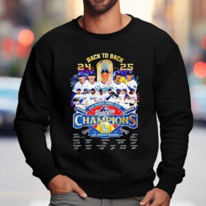 Los Angeles Dodgers Back To Back World Series Champions Signatures Sweatshirt