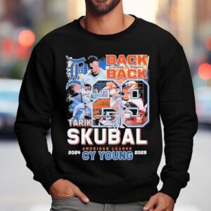 Tarik Skubal Detroit Tigers Back To Back American League Cy Young 2024 2025 Signature Shirt 3 Tarik Skubal Detroit Tigers Back To Back American League Cy Young Signature Sweatshirt