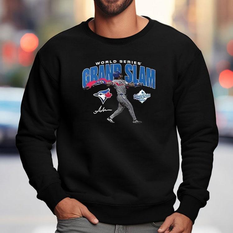 Toronto Blue Jays Addison Barger World Series Grand Slam Pose Signature Shirt Toronto Blue Jays Addison Barger World Series Grand Slam Pose Signature Shirt