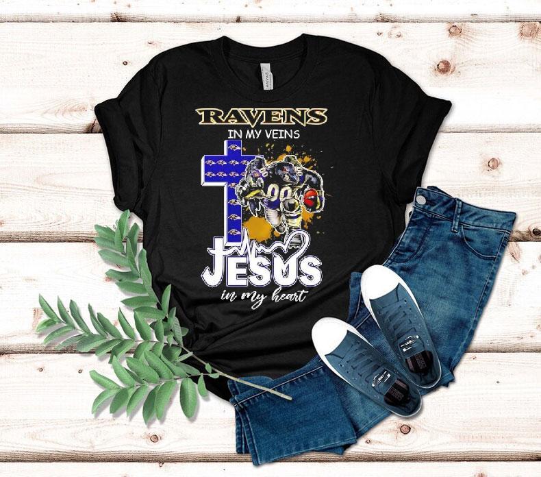 Baltimore Ravens In My Veins Jesus In My Heart Features A Football Player Logos Cross Shirt 4 Baltimore Ravens In My Veins Jesus In My Heart Features A Football Player Logos Cross Tshirt