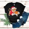 Buffalo Wearing Santa Suit Holding Fried Chicken Merry Christmas Shirt