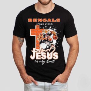 Cincinnati Bengals In My Veins Jesus In My Heart Mascot Shirt Cincinnati Bengals In My Veins Jesus In My Heart Mascot Shirt