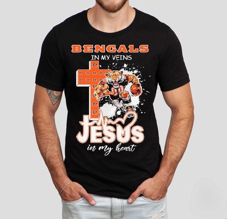 Cincinnati Bengals In My Veins Jesus In My Heart Mascot Shirt 4 Cincinnati Bengals In My Veins Jesus In My Heart Masco Tshirt