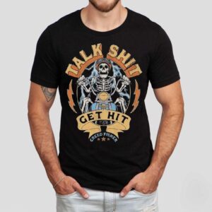 Creed Fisher Talk Shit Get Hit Skull Skeleton Motor Tshirt