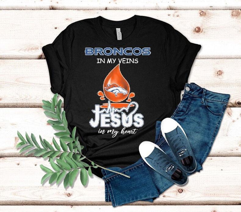 Denver Broncos In My Veins Jesus In My Heart Mascot Shirt 4 Denver Broncos In My Veins Jesus In My Heart Masco Tshirt