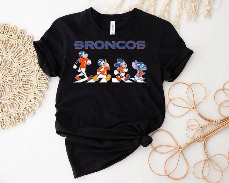 Denver Broncos X Goofy X Donald Duck X Mickey Mouse X Stitch Abbey Road Shirt 4 Denver Broncos X Goofy X Donald Duck X Mickey Mouse X Stitch Abbey Road Tshirt