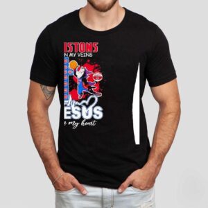 Detroit Pistons Mascot In My Veins Jesus In My Heart Shirt Detroit Pistons Mascot In My Veins Jesus In My Heart Shirt