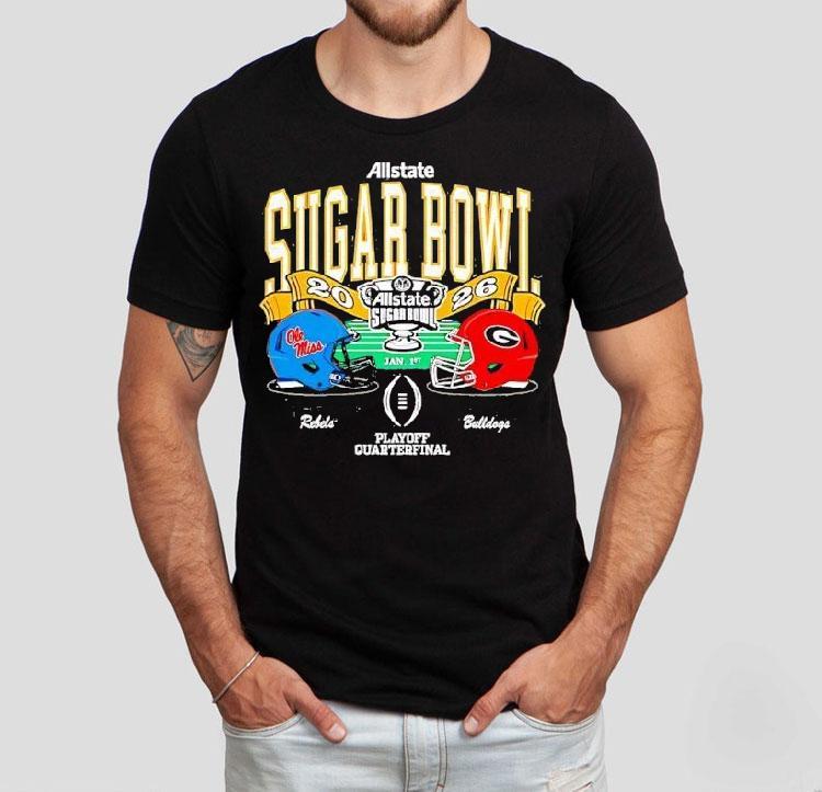 Georgia Bulldogs Vs Ole Miss Rebels 2026 Sugar Bowl Helmet Matchup Shirt 4 Georgia Bulldogs Vs Ole Miss Rebels Sugar Bowl Helmet Matchup Tshirt