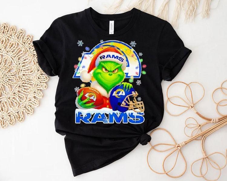 Grinch Holding Football And Helmet Los Angeles Rams Merry Christmas Shirt 4 Grinch Holding Football And Helmet Los Angeles Rams Merry Christmas Tshirt