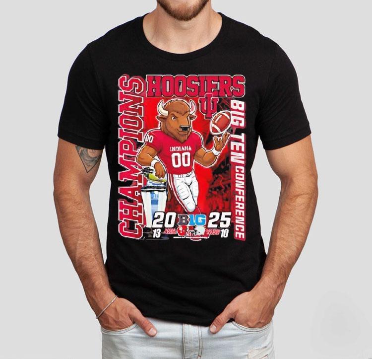 Indiana Hoosiers 2025 Big Ten Conference Champions Mascot Logo Shirt 4 Indiana Hoosiers Big Ten Conference Champions Mascot Logo Tshirt