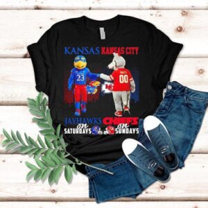 Kansas Jayhawks On Saturdays X Kansas City Chiefs On Sundays Mascot Shirt Kansas Jayhawks On Saturdays X Kansas City Chiefs On Sundays Mascot Shirt