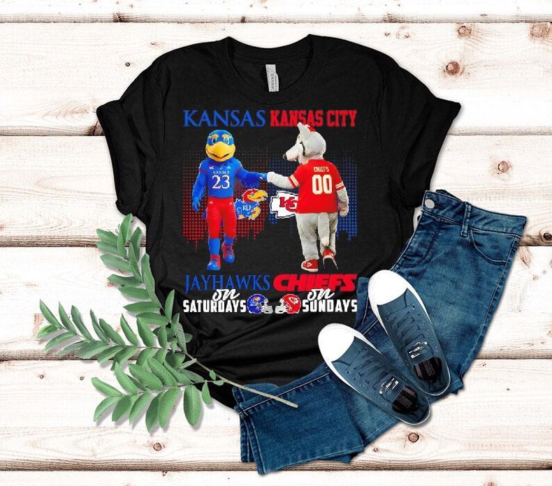 Kansas Jayhawks On Saturdays X Kansas City Chiefs On Sundays Mascot Shirt 4 Kansas Jayhawks On Saturdays X Kansas City Chiefs On Sundays Masco Tshirt