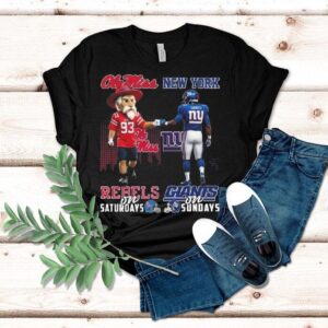 Ole Miss Rebels On Saturdays X New York Giants On Sundays Mascot 2025 Shirt Ole Miss Rebels On Saturdays X New York Giants On Sundays Mascot 2025 Shirt