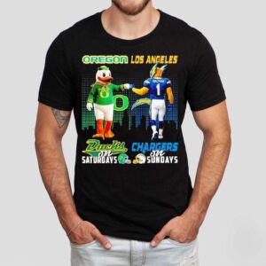 Oregon Ducks On Saturdays Vs Los Angeles Chargers On Sundays Gameday Mascot Shirt Oregon Ducks On Saturdays Vs Los Angeles Chargers On Sundays Gameday Mascot Shirt