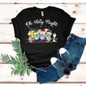 Peanuts Characters Oh Holy Night Christmas Carol Shirt