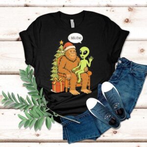 Santa Bigfoot Alien Ufo Paranormal Christmas Shirt Santa Bigfoot Alien Ufo Paranormal Christmas Shirt
