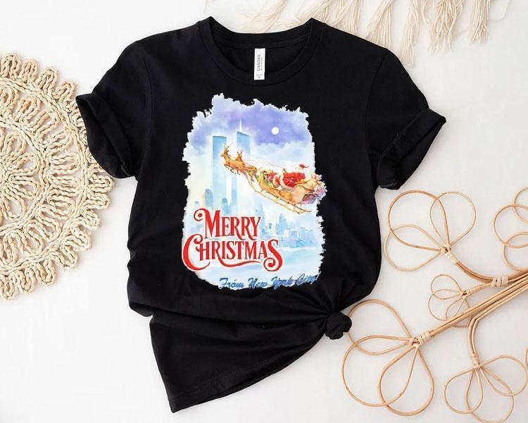 Santa Claus Riding Reindeer Merry Christmas From New Uork City Shirt 4 Santa Claus Riding Reindeer Merry Christmas From New Uork City Tshirt