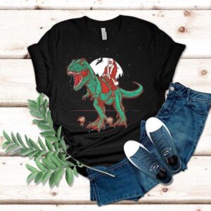Santa Rides A T-rex Jurassic Christmas Shirt