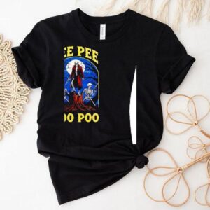 Skeleton Holding Pistol Pee Pee Poo Poo Funny Tshirt