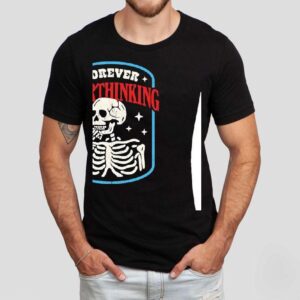 Skeleton Resting Chin On Forever Overthinking Vintage Shirt