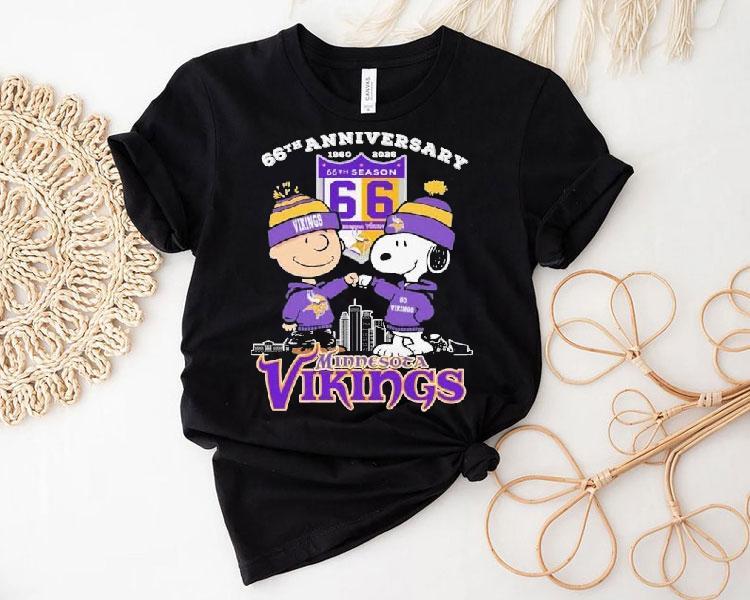 Snoopy And Charlie Brown The Peanuts Minnesota Vikings 66th Anniversary 1960-2026 Shirt 4 Snoopy And Charlie Brown The Peanuts Minnesota Vikings Th Anniversary Tshirt