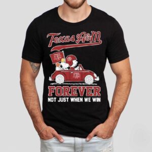 Snoopy And Charlie Brown The Peanuts Texas Am Aggies Driving Car Forever Not Just When We Win Shirt