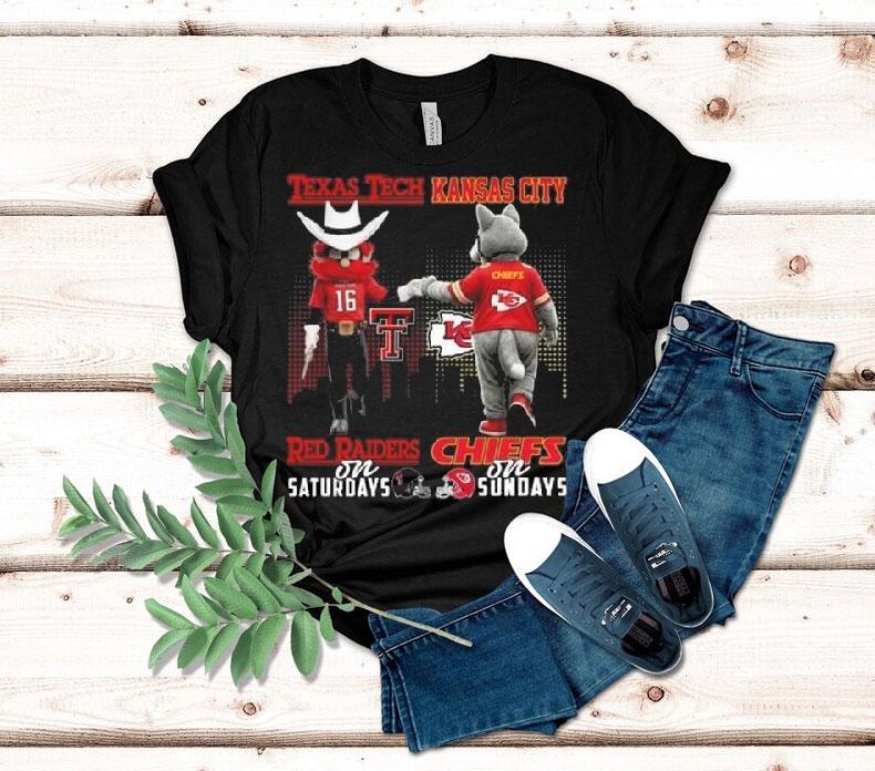 Texas Tech Red Raiders On Saturdays X Kansas City Chiefs On Sundays Mascot 2025 Shirt 4 Texas Tech Red Raiders On Saturdays X Kansas City Chiefs On Sundays Mascot Tshirt