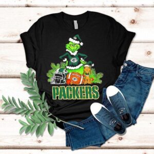 The Grinch And Max Green Bay Packers Christmas Helmet Items Shirt