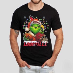 The Grinch X Ball And Helmet Louisville Cardinals Merry Christmas 2025 Shirt
