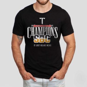Troy Trojans Sun Belt Champions It Just Mean More Logo Shirt Troy Trojans Sun Belt Champions It Just Mean More Logo Shirt