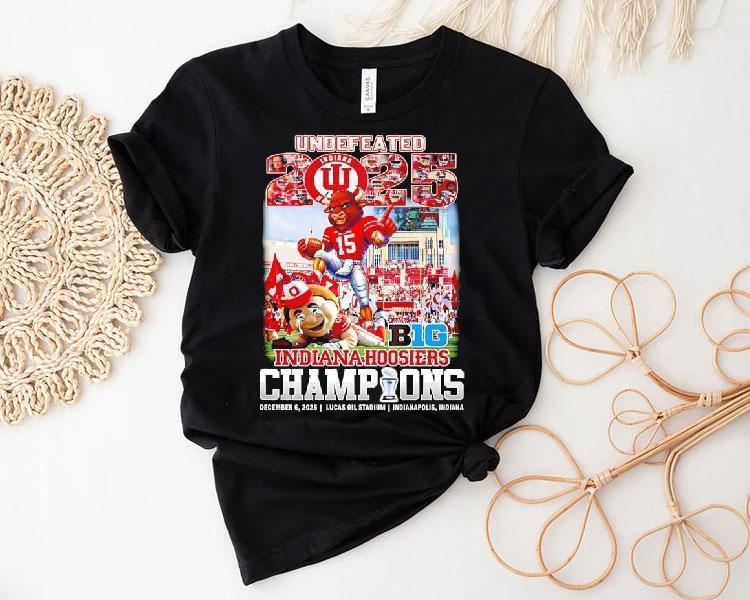 Undefeated 2025 Indiana Hoosiers As Big Ten Champions Mascots Graphic Shirt 4 Undefeated Indiana Hoosiers As Big Ten Champions Mascots Graphic Tshirt