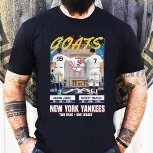 Aaron Judge X Mickey Mantle New York Yankees Goats Two Eras One Legacy Signatures Tshirt